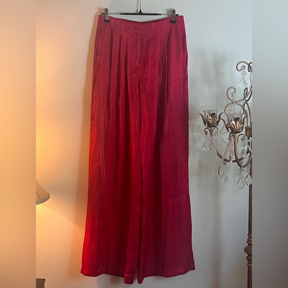 Zara hot pink wide leg pants.
